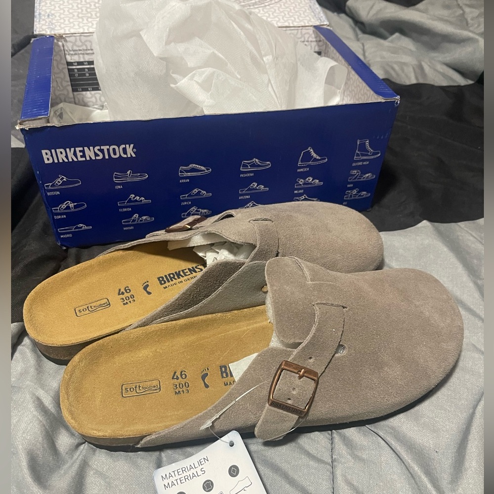 Size 12 Gray Birkenstock Boston Clogs